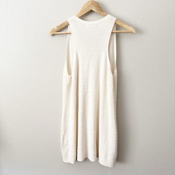 BANANA REPUBLIC | Ivory Cream Textured Knit Sweater Vest Button Down | Medium - Picture 6 of 9
